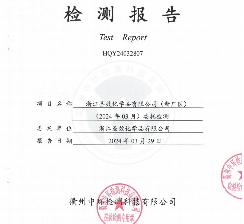 20240329 Zhejiang Shengxiao Chemical Co., Ltd. (New Plant) Boiler Waste Gas Detection Report