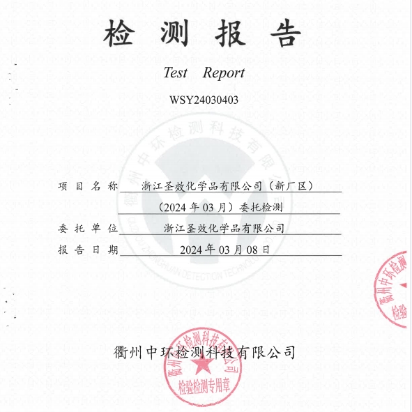 20240308 Zhejiang Shengxiao Chemical Co., Ltd. (New Plant) Wastewater Detection Report